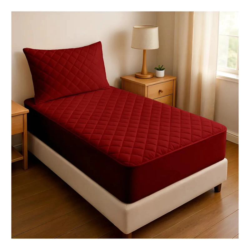 CUBRE COLCHON IMPERMEABLE 1,5 PLAZAS COLOR TERRACOTA - 1