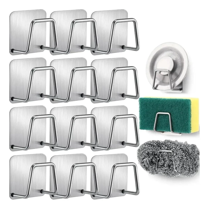 SOPORTE DE ESPONJA DE ACERO INOXIDABLE PARA COCINA, 12 PIEZAS - 1