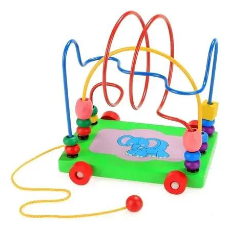 CARRO DE ARRASTRE DE MADERA PARA NIÑOS CON DISEÑO COLORIDO - 3