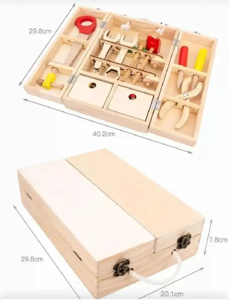 CAJA DE HERRAMIENTAS DE MADERA PARA NIÑOS CON ACCESORIOS - 3