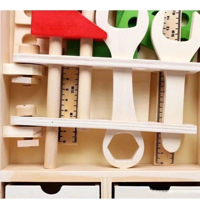 CAJA DE HERRAMIENTAS DE MADERA PARA NIÑOS CON ACCESORIOS - 4