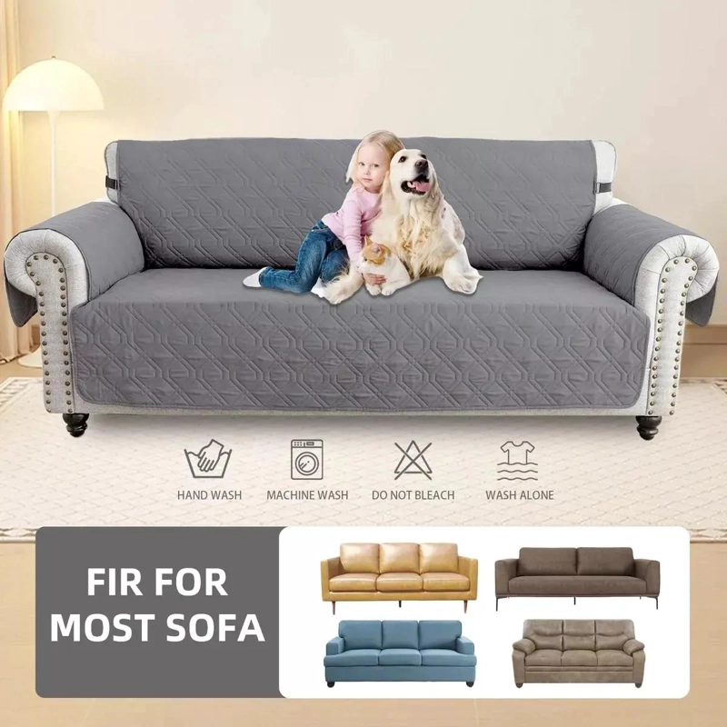 FUNDA IMPERMEABLE PARA SOFA DE 3 PLAZAS CON PROTECCION ANTIDESLIZANTE Y BOLSOS - 2