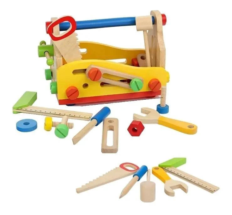 CAJA DE HERRAMIENTAS DE MADERA PARA JUGAR Y APRENDER - 1