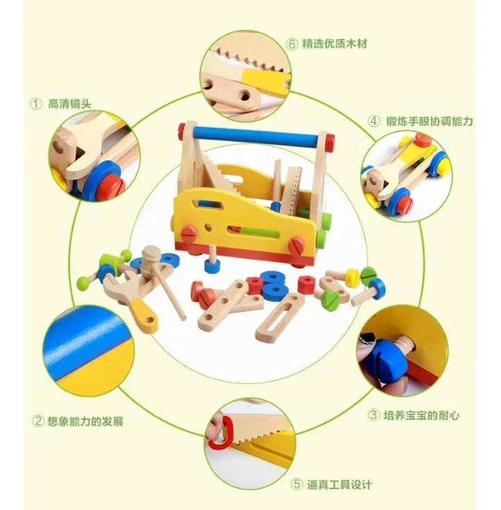 CAJA DE HERRAMIENTAS DE MADERA PARA JUGAR Y APRENDER - 10