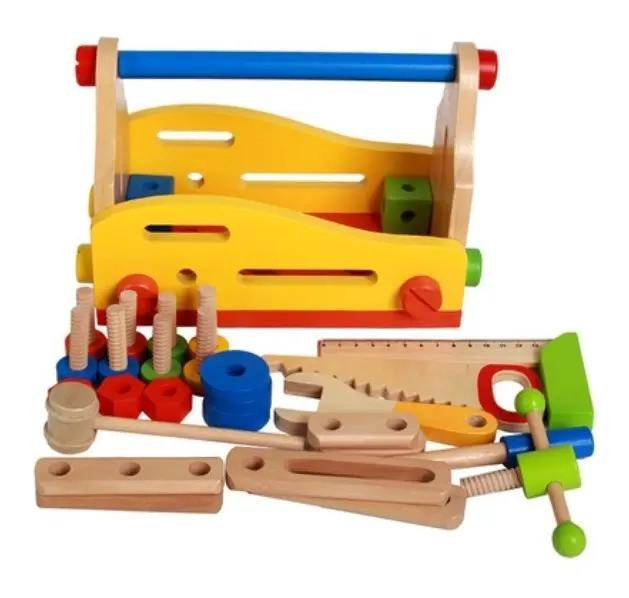 CAJA DE HERRAMIENTAS DE MADERA PARA JUGAR Y APRENDER - 2
