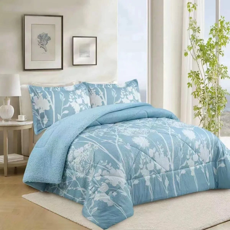 PLUMON PARA CAMA DE 2 PLAZAS CON DISEÑO NEBULA EN TONOS CELESTES - 1