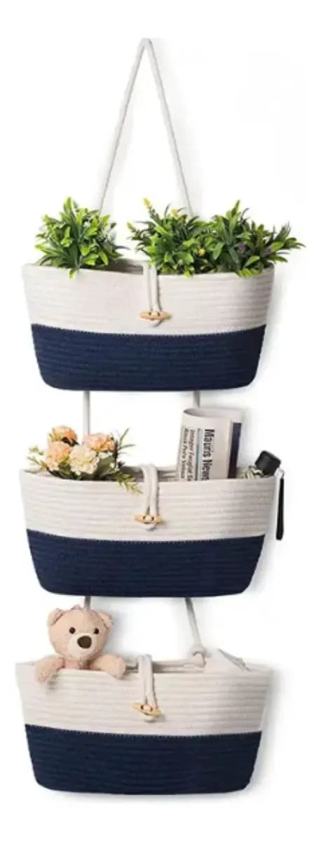 SET DE CESTAS COLGANTES PARA ORGANIZACION Y DECORACION DEL HOGAR - 1