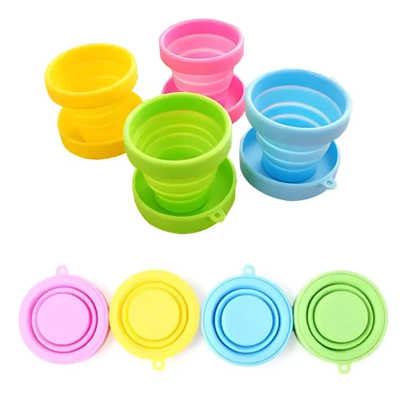 PACK DE 4 VASOS PLEGABLES DE SILICONA PARA CAMPING - 2