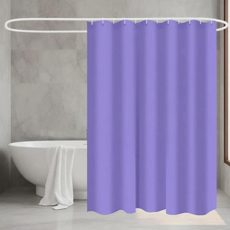 CORTINA DE BAÑO IMPERMEABLE VIOLETA LISO 180X180CM CON GANCHOS - 1