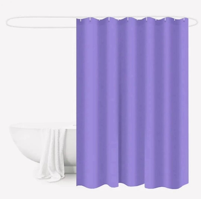 CORTINA DE BAÑO IMPERMEABLE VIOLETA LISO 180X180CM CON GANCHOS - 3
