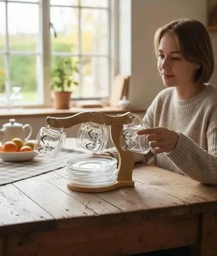 JUEGO DE TAZAS CON SOPORTE DECORATIVO PARA COCINA - 2