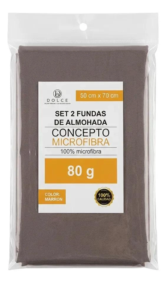 FUNDA DE ALMOHADA MICROFIBRA 50X70 CM PACK 2 UNIDADES COLOR MARRON - 2