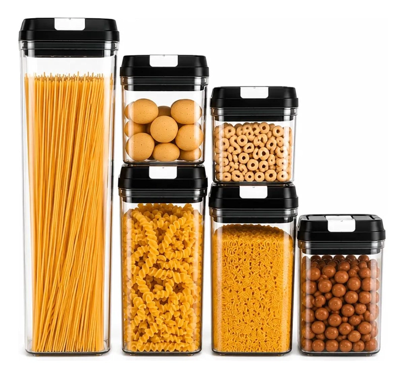 SET DE 5 CONTENEDORES HERME TICOS PARA ALIMENTOS EN COCINA - 1