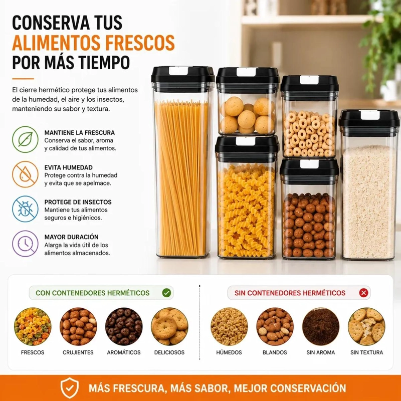 SET DE 5 CONTENEDORES HERME TICOS PARA ALIMENTOS EN COCINA - 6