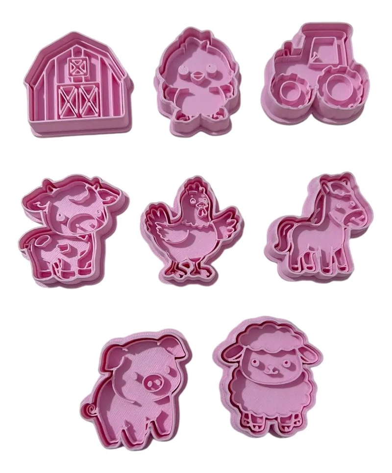 SET DE CORTADORES DE GALLETAS CON DISEÑOS DE ANIMALES DE GRANJA EN PLASTICO PLA - 1