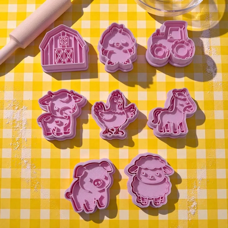 SET DE CORTADORES DE GALLETAS CON DISEÑOS DE ANIMALES DE GRANJA EN PLASTICO PLA - 3