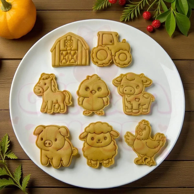 SET DE CORTADORES DE GALLETAS CON DISEÑOS DE ANIMALES DE GRANJA EN PLASTICO PLA - 4