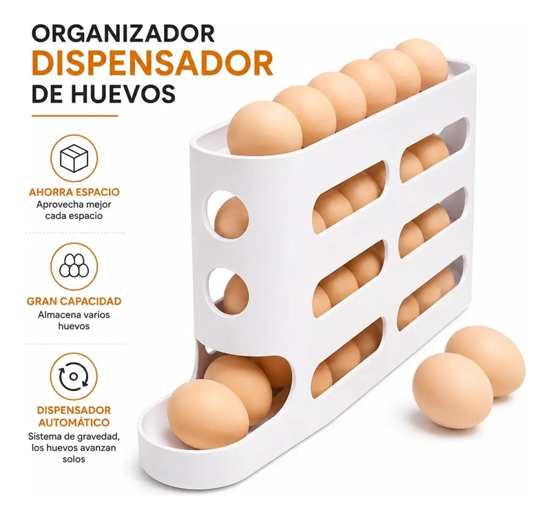 DISPENSADOR ORGANIZADOR DE HUEVOS PARA REFRIGERADOR BLANCO - 2