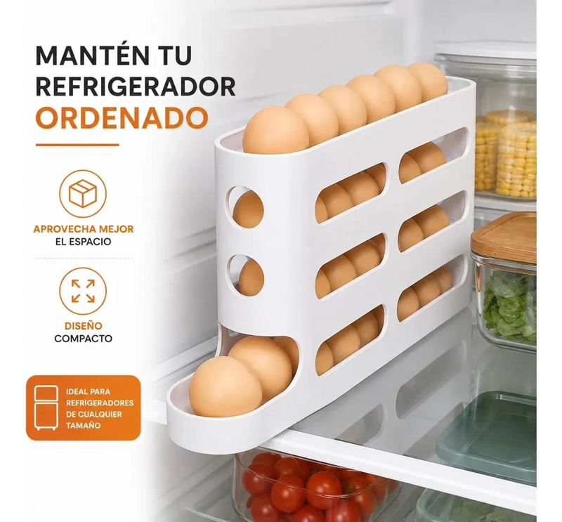 DISPENSADOR ORGANIZADOR DE HUEVOS PARA REFRIGERADOR BLANCO - 3
