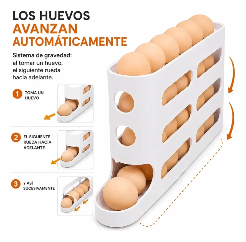 DISPENSADOR ORGANIZADOR DE HUEVOS PARA REFRIGERADOR BLANCO - 4
