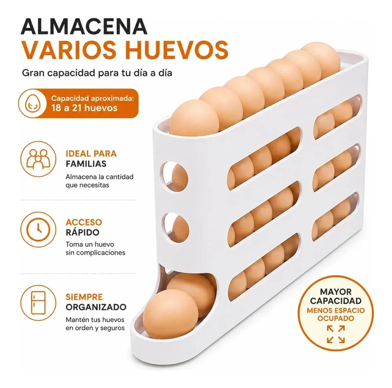 DISPENSADOR ORGANIZADOR DE HUEVOS PARA REFRIGERADOR BLANCO - 5