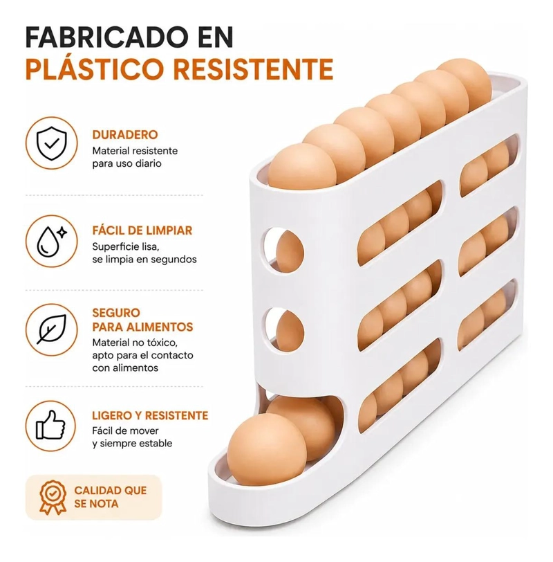 DISPENSADOR ORGANIZADOR DE HUEVOS PARA REFRIGERADOR BLANCO - 6