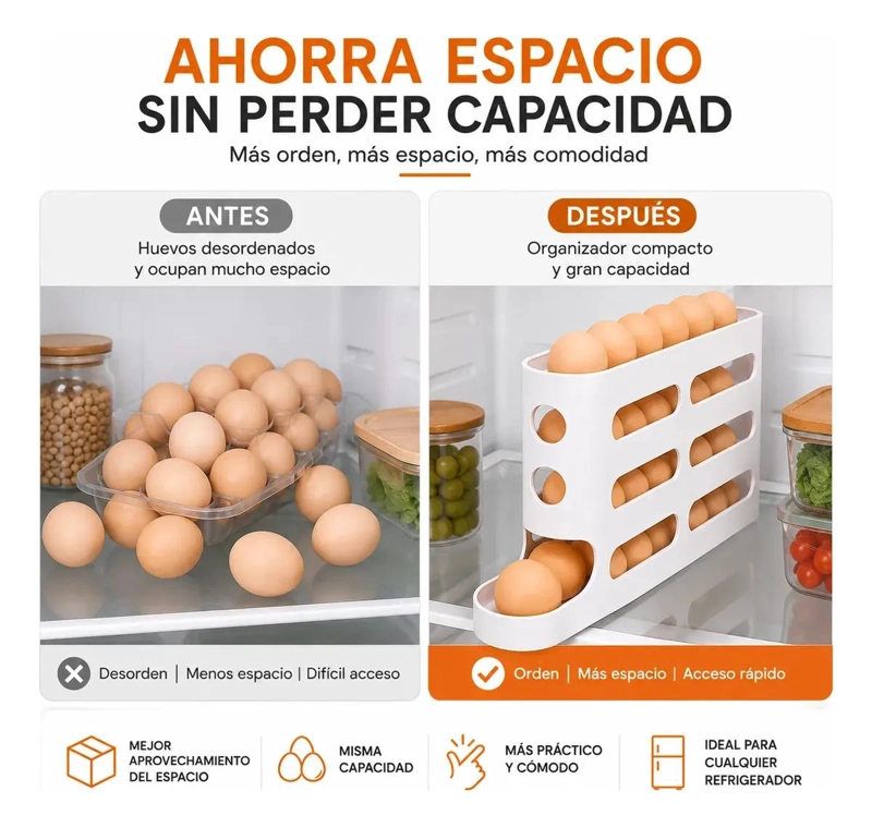 DISPENSADOR ORGANIZADOR DE HUEVOS PARA REFRIGERADOR BLANCO - 7