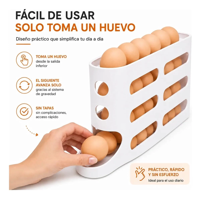 DISPENSADOR ORGANIZADOR DE HUEVOS PARA REFRIGERADOR BLANCO - 8