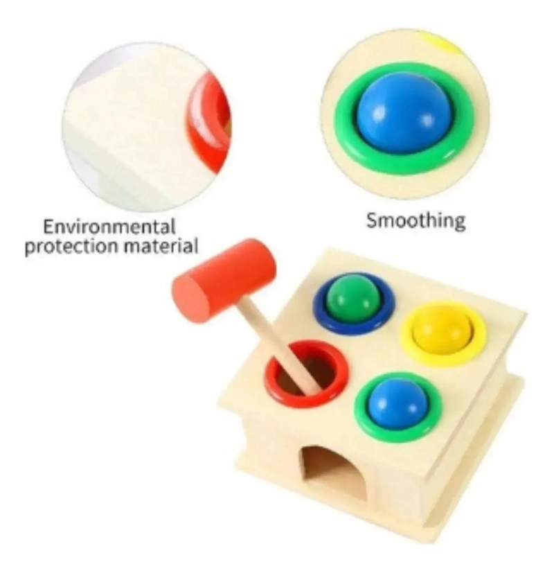 JUGUETE DIDACTICO MARTILLO DE MADERA CON BOLAS DE COLORES - 5