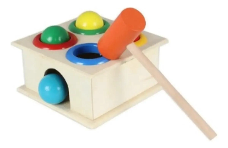 JUGUETE DIDACTICO MARTILLO DE MADERA CON BOLAS DE COLORES - 7