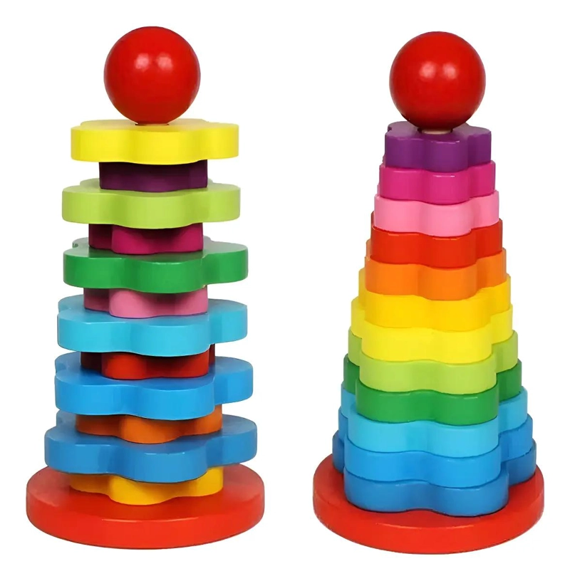TORRE APILABLE DE MADERA ARCOIRIS PARA NIÑOS - 1