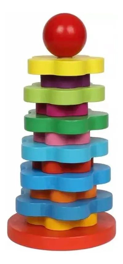 TORRE APILABLE DE MADERA ARCOIRIS PARA NIÑOS - 7