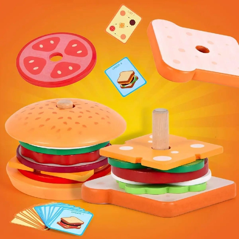 SANDWICH DE MADERA JUGUETE MONTESSORI PARA APRENDIZAJE - 4