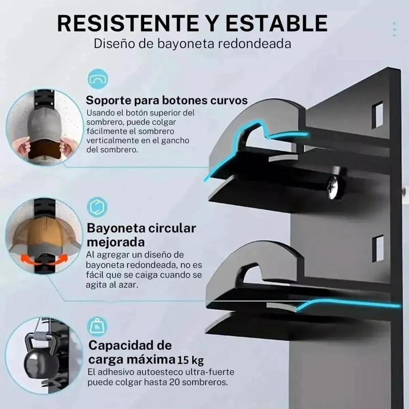 ORGANIZADOR DE GORRAS PARA PARED CON 10 ESPACIOS - 6
