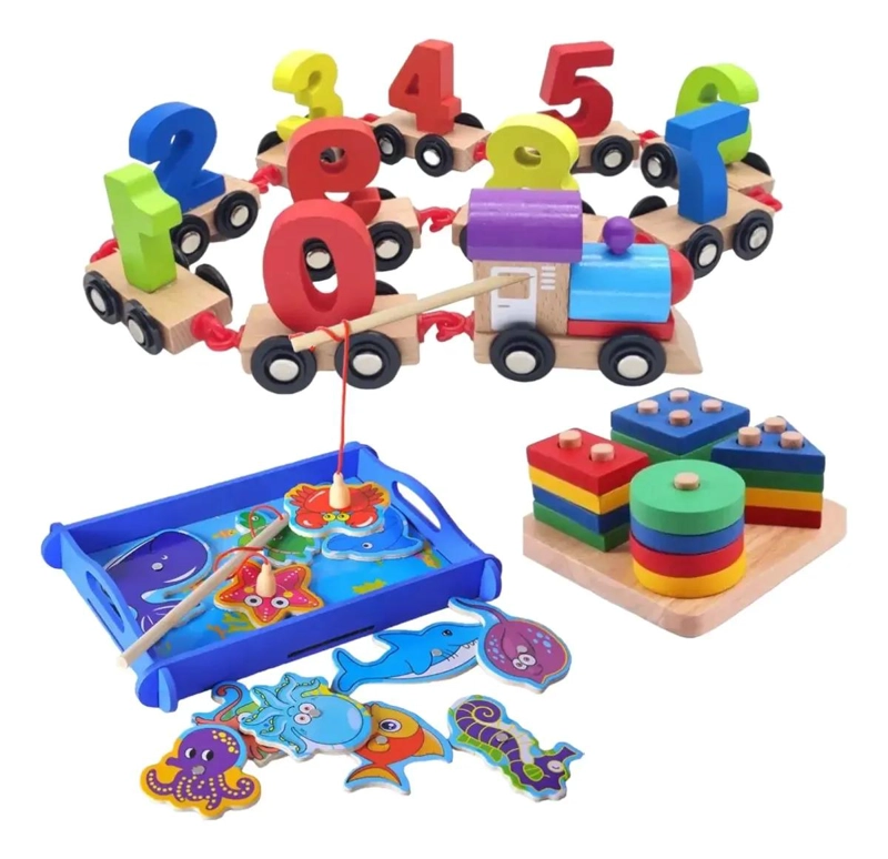 PACK DE JUGUETES DIDACTICOS DE MADERA PARA NIÑOS - 1