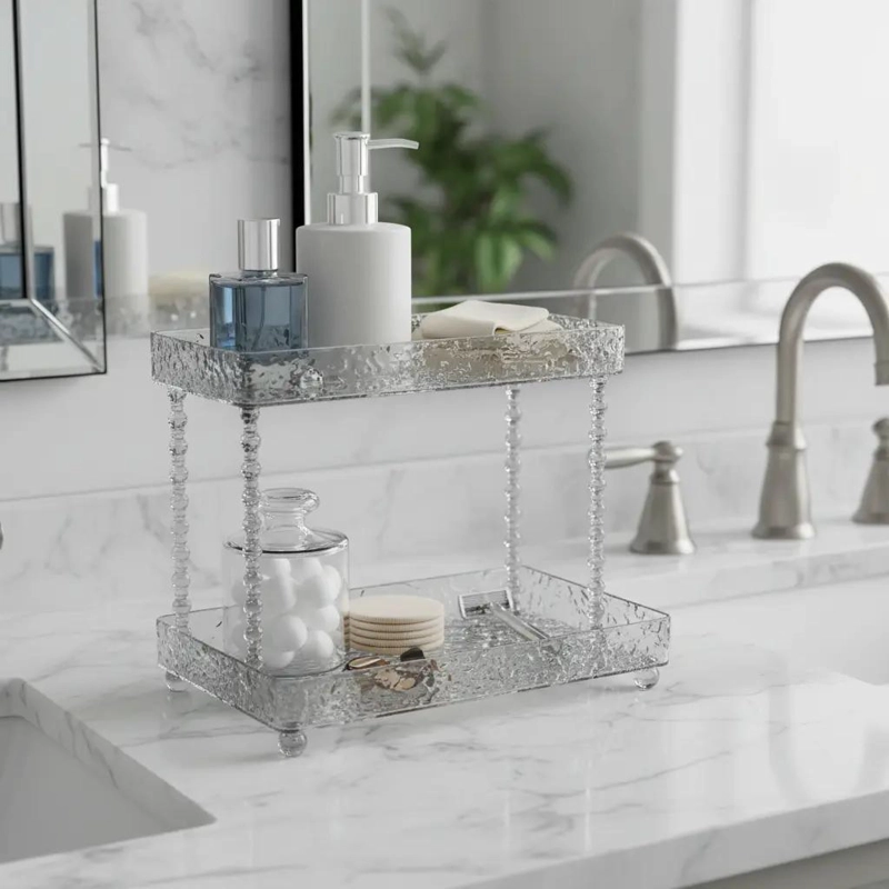 ORGANIZADOR DE BAÑO DE VIDRIO Y ACERO INOXIDABLE - 1
