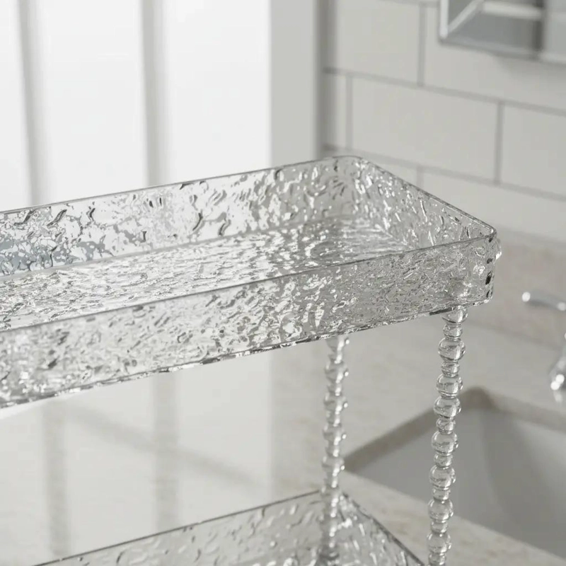 ORGANIZADOR DE BAÑO DE VIDRIO Y ACERO INOXIDABLE - 6