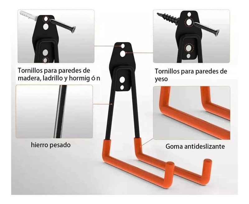 SET DE 10 GANCHOS METALICOS PARA COLGAR EN PARED - 8