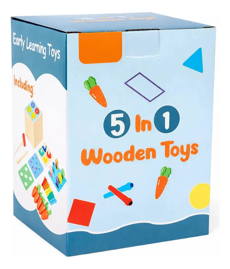 CUBO DE ACTIVIDADES DIDACTICO DE MADERA 5 EN 1 PARA NIÑOS - 4