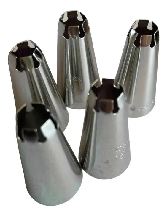 BOQUILLA PARA REPOSTERIA CON DISEÑO DE FLOR NUMERO 105 EN ACERO INOXIDABLE - 5