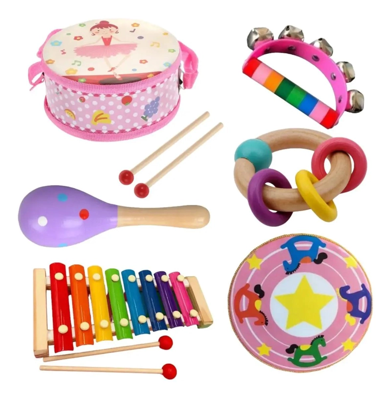 PACK DE 6 JUGUETES MUSICALES DIDACTICOS DE MADERA PARA BEBE S - 3