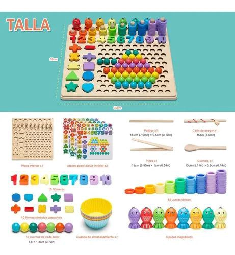 JUGUETE EDUCATIVO DE MADERA PARA NIÑOS CON TABLERO DE MATEMATICAS - 3