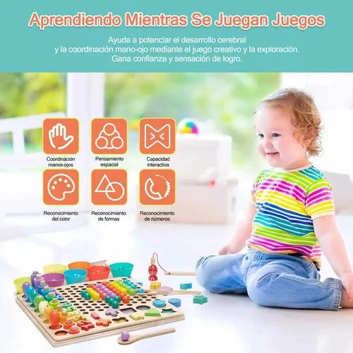 JUGUETE EDUCATIVO DE MADERA PARA NIÑOS CON TABLERO DE MATEMATICAS - 4