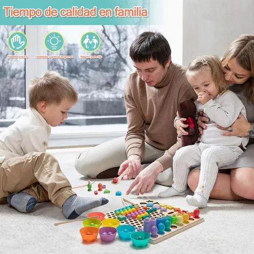JUGUETE EDUCATIVO DE MADERA PARA NIÑOS CON TABLERO DE MATEMATICAS - 8