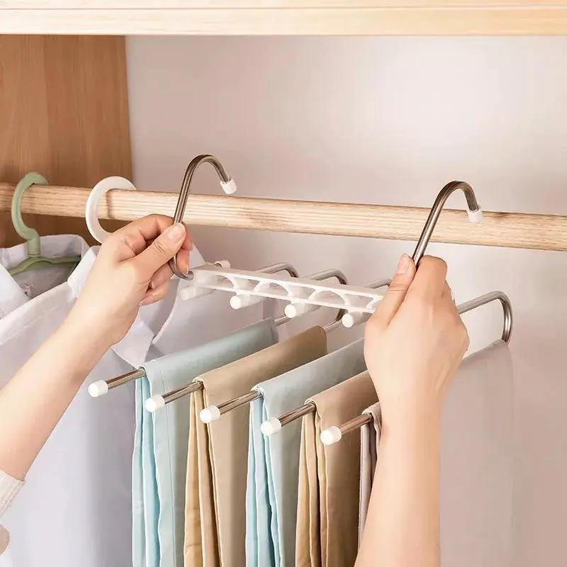 COLGADOR DE ROPA DE ACERO INOXIDABLE PARA 5 PANTALONES - 2