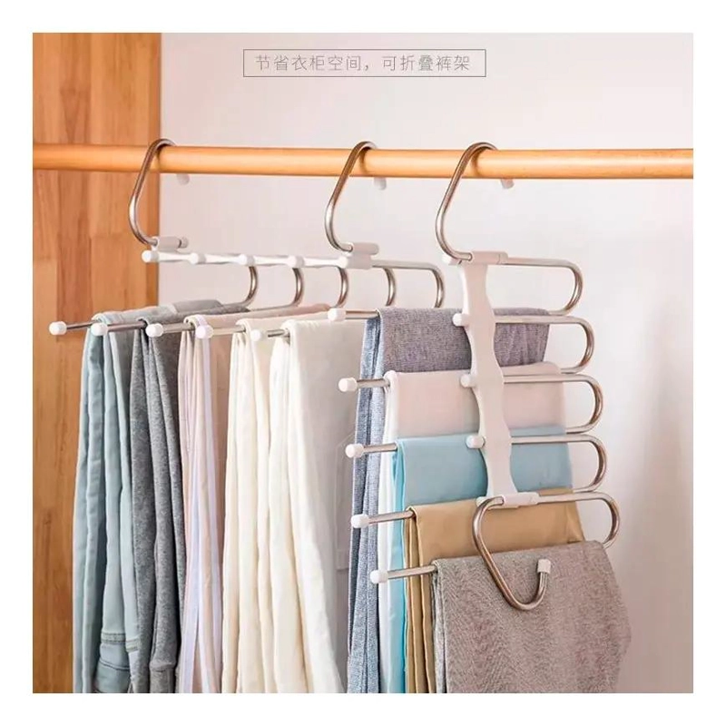 COLGADOR DE ROPA DE ACERO INOXIDABLE PARA 5 PANTALONES - 3