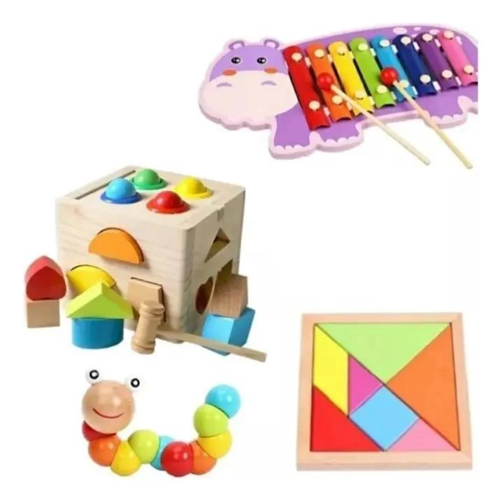 CUBO DE ENCAJE DIDACTICO Y JUGUETES DE MADERA PARA NIÑOS - 1
