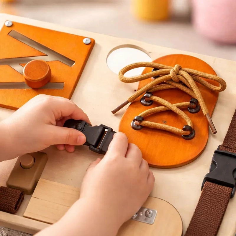 TABLERO SENSORIAL DE MADERA PARA DESARROLLO MOTOR INFANTIL - 3