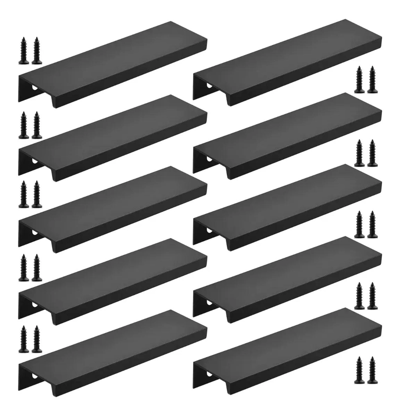 TIRADORES DE MANILLA NEGRA PARA MUEBLES 15CM, SET DE 10 UNIDADES - 1