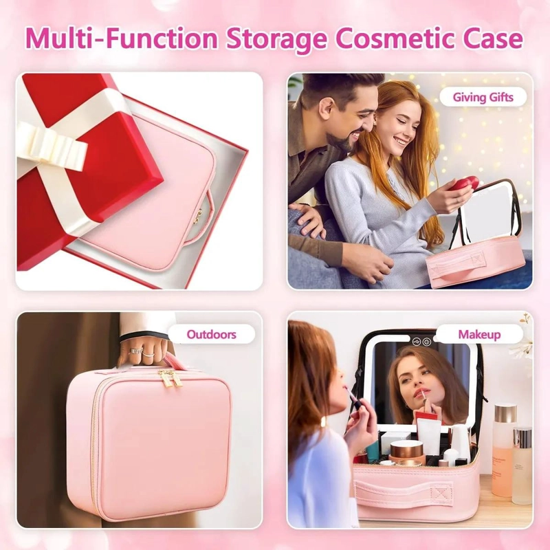 ORGANIZADOR DE MAQUILLAJE CON ESPEJO LED Y COMPARTIMENTOS - 7